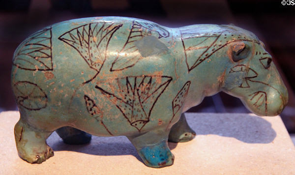 Faïence Egyptian Hippo (Middle Kingdom / 11th or 12th Dynasty / c2000-1900 BCE) at Kunsthistorisches Museum. Vienna, Austria.