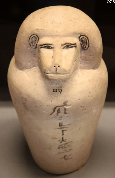 Egyptian stone baboon-shaped canopic jar (22nd-25th Dynasty / 10th-7thC BCE) at Kunsthistorisches Museum. Vienna, Austria.