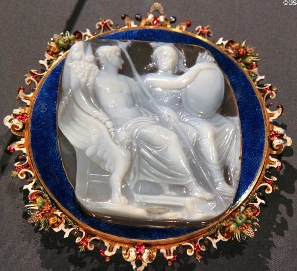 Onyx cameo of Emperor Caligula with figure of Rome (37-41) at Kunsthistorisches Museum. Vienna, Austria.