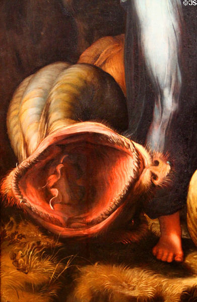 Detail of devil in St Margaret painting (c1518) by Raphael at Kunsthistorisches Museum. Vienna, Austria.