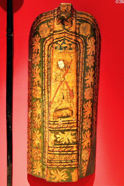 Medieval shield with St George (c1480) at Historical Museum of City of Vienna. Vienna, Austria.