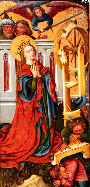 Martyrdom of St Catherine altarpiece (c1440-50) by Meister of Griedrichsaltares at Historical Museum of City of Vienna. Vienna, Austria.