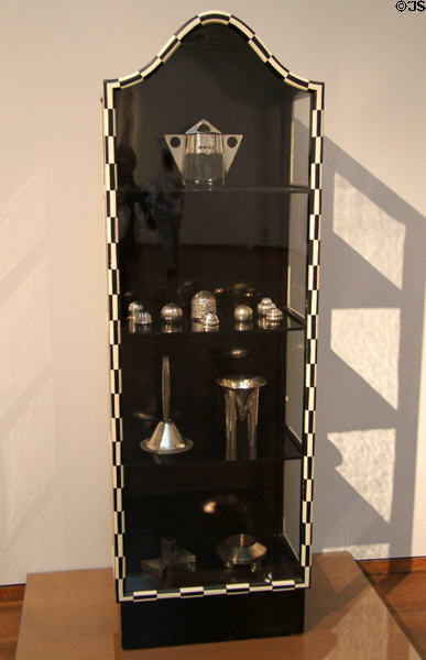 Glass cabinet in black & white (c1906) by Josef Hoffmann at Leopold Museum. Vienna, Austria.