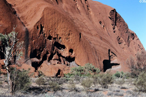 Caves on face of Uluru (aka Ayers Rock). Australia.