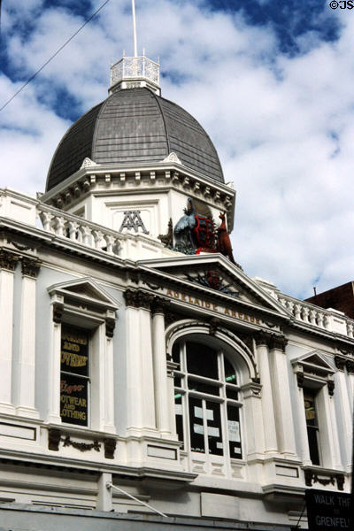 White wooden exterior of Adelaide Arcade. Adelaide, Australia.