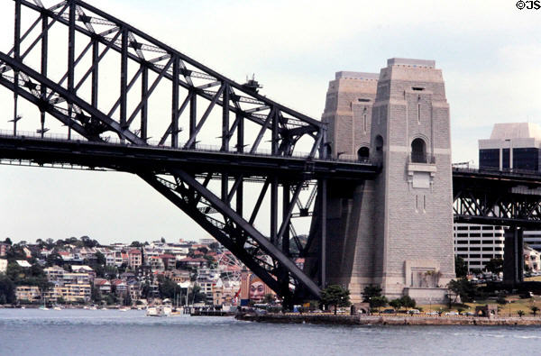 Architecture of far end of Sydney Harbour Bridge. Sydney, Australia.