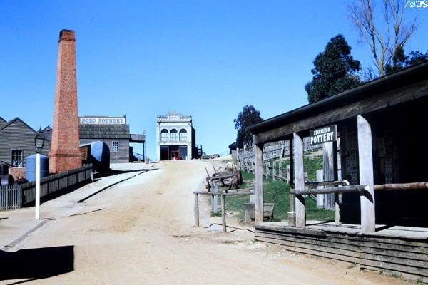 Pioneer buildings & dirt roads in town of Ballarat. Ballarat, Australia.