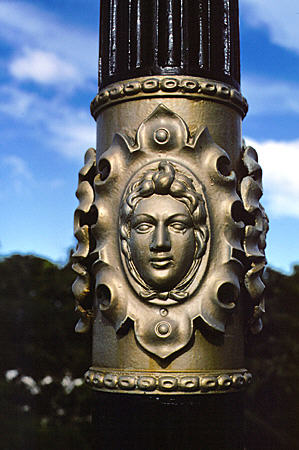 Detail of lampstand at Government House. Nassau, The Bahamas.