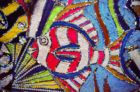 Junkanoo costume detail at Doongalik Studios. Nassau, The Bahamas.