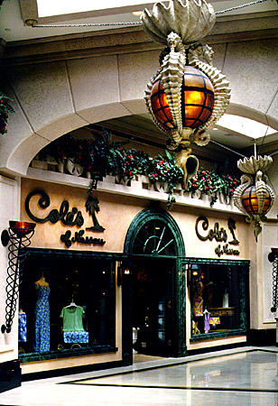 Atlantis Resort shopping mall features upscale merchandise on Paradise Island. The Bahamas.