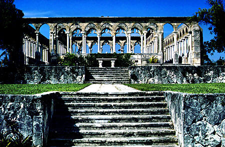 Transplanted European Gothic cloister on Paradise Island. The Bahamas.