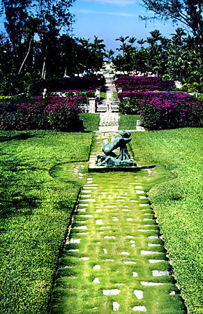 Gardens of private Ocean Club on Paradise Island. The Bahamas.