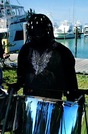 King David, the Bohemian Pan Man, at Old Bahama Bay Resort. The Bahamas.