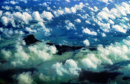 Typical Bahamian cay (island) from air. The Bahamas.