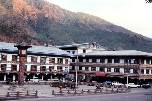 Clock tower in main square of Thimpu. Bhutan.