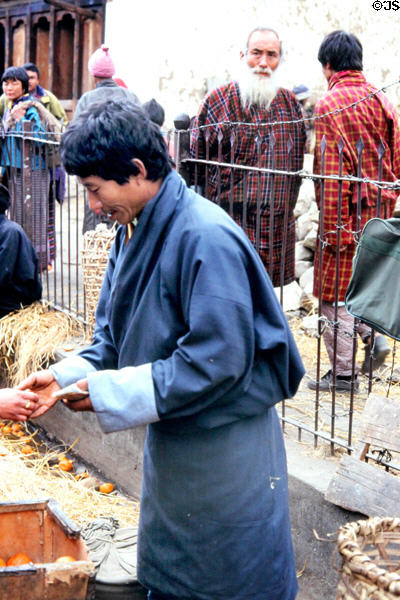 Old & young villagers visiting Saturday market in Thimpu. Bhutan.