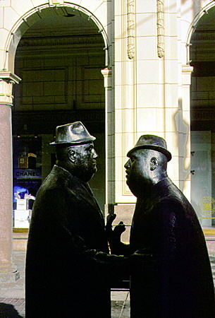 Sculptures in front of Hudson's Bay on 8th Avenue Southwest & 1st Street Southwest. Calgary, AB.