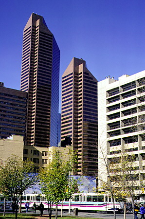 View northwest from Olympic Plaza. Calgary, AB.