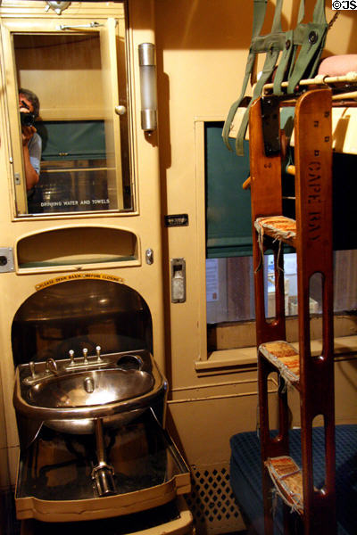 Sink & berth ladder CPR Business Car #4 at Revelstoke Railway Museum. Revelstoke, BC.