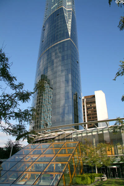 One Wall Centre with solarium in park. Vancouver, BC.