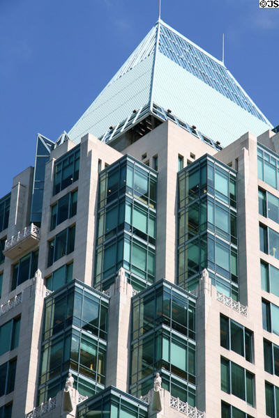 Roofline of Cathedral Place. Vancouver, BC.