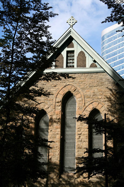 Stonework facade of Christ Church Cathedral. Vancouver, BC.