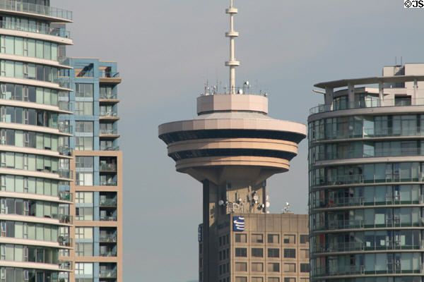 Observation tower of Harbour Centre among highrises. Vancouver, BC.