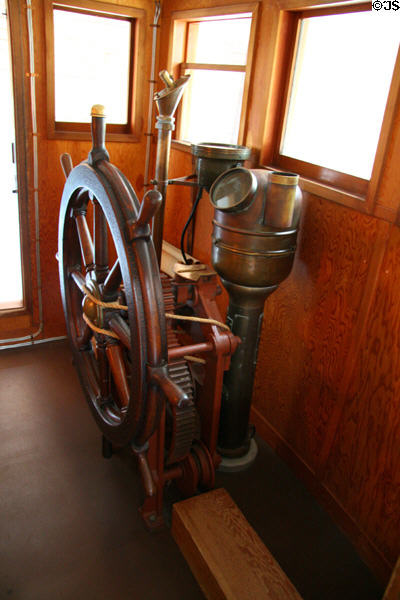 Ship's wheel RCMP St. Roch at Vancouver Maritime Museum. Vancouver, BC.
