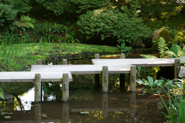 Foot bridge in Nitobe Memorial Garden at UBC. Vancouver, BC.