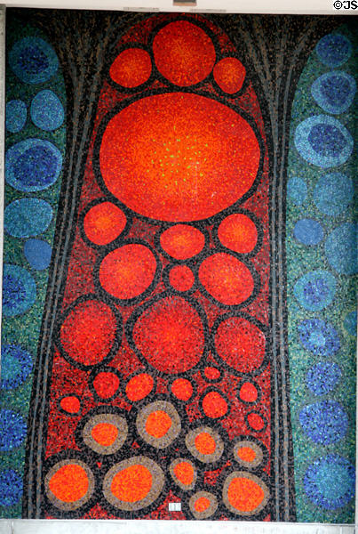 Mosaic mural on Academic Quadrangle of Simon Fraser University. Vancouver, BC.