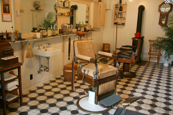 Barbershop interior at Burnaby Village Museum. Burnaby, BC.