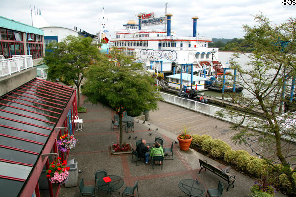 Outdoor cafe at Westminster Quay Public Market. New Westminster, BC.