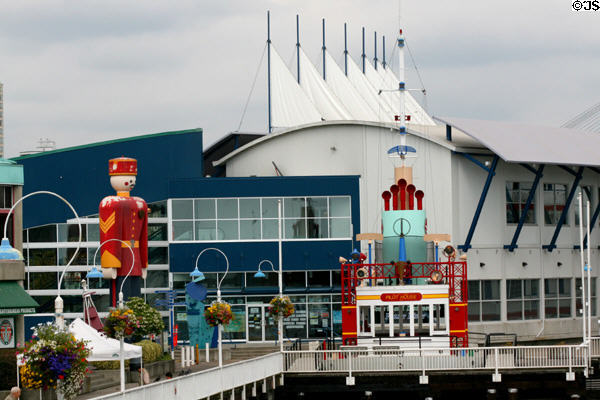 Modern design of building at Westminster Quay Public Market. New Westminster, BC.