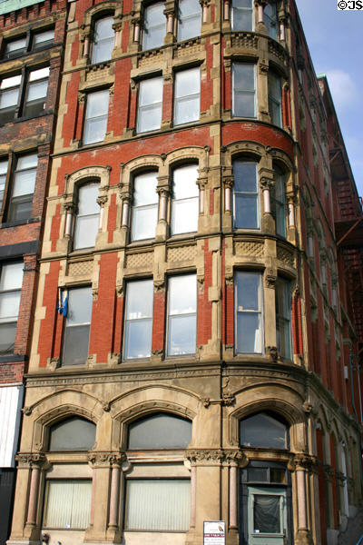Rounded corner building on Prince William St. at Princess. Saint John, NB.