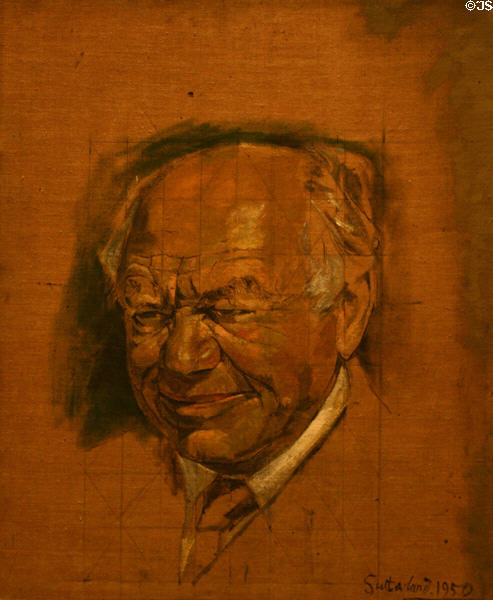 Study of Lord Beaverbrook (1950) by Graham Vivian Sutherland at Beaverbrook Art Gallery. Fredericton, NB.