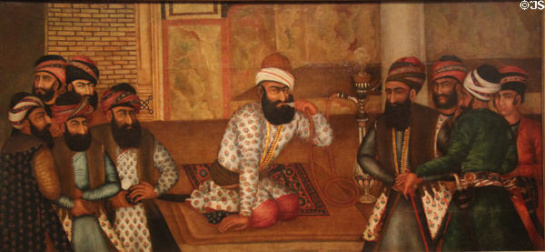Karim Khan Zand with his Close Circle painting (prob. 19thC) from Iran at Aga Khan Museum. Toronto, ON.