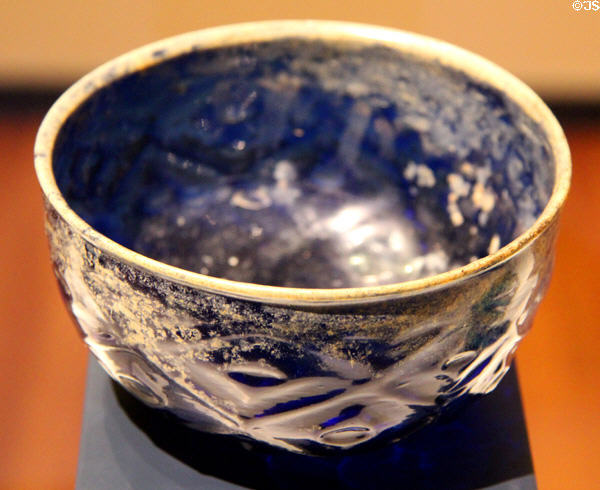 Molded glass bowl (10th-12thC) from Iran or Central Asia at Aga Khan Museum. Toronto, ON.