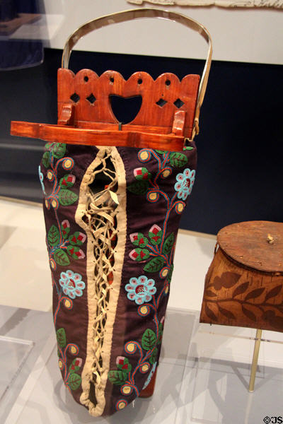 Ojibwe beaded cradleboard (1919-38) at Royal Ontario Museum. Toronto, ON.