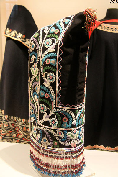 James Bay Cree glass-bead embroidered hood (c1850s) at Royal Ontario Museum. Toronto, ON.