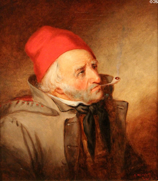 Habitant painting (1855) by Cornelius Krieghoff at Royal Ontario Museum. Toronto, ON.