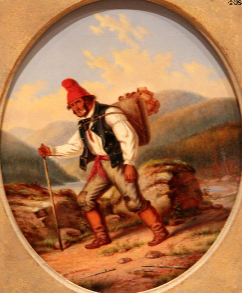 Basket Seller painting (c1860) by Cornelius Krieghoff at Royal Ontario Museum. Toronto, ON.