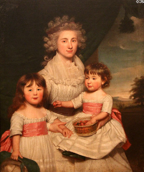 Loyalist Hannah Owen Jarvis & Daughters painting (c1791-2) by James Earl at Royal Ontario Museum. Toronto, ON.