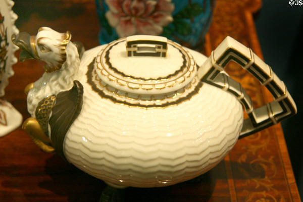 Arts & Crafts dragon tea pot in Japanese style (1870s) reflecting the Aesthetic Movement at Royal Ontario Museum. Toronto, ON.