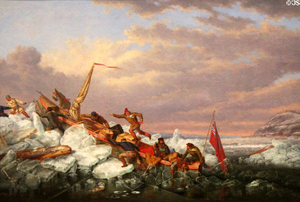 Mail Boat Landing at Quebec painting (1860) by Cornelius Krieghoff at Art Gallery of Ontario. Toronto, ON.