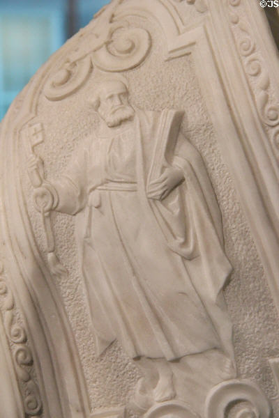 Detail of relief of St Peter on marble bust of Pope Gregory XV (1621) by Gian Lorenzo Bernini at Art Gallery of Ontario. Toronto, ON.