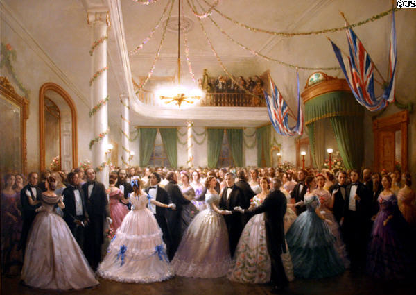 Painting recording the ball held to celebrate the agreement of the Fathers of Confederation in 1864 at Province House. Charlottetown, PE.