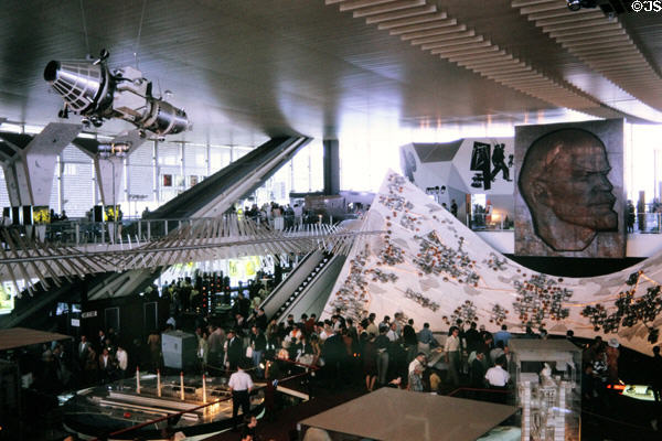 Interior overview of USSR Pavilion at Expo 67. Montreal, QC.