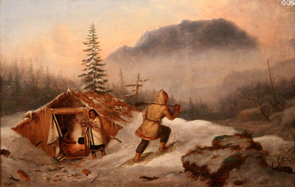 Indian hunter & his family painting (1856) by Cornelius Krieghoff at Montreal Museum of Fine Arts. Montreal, QC.