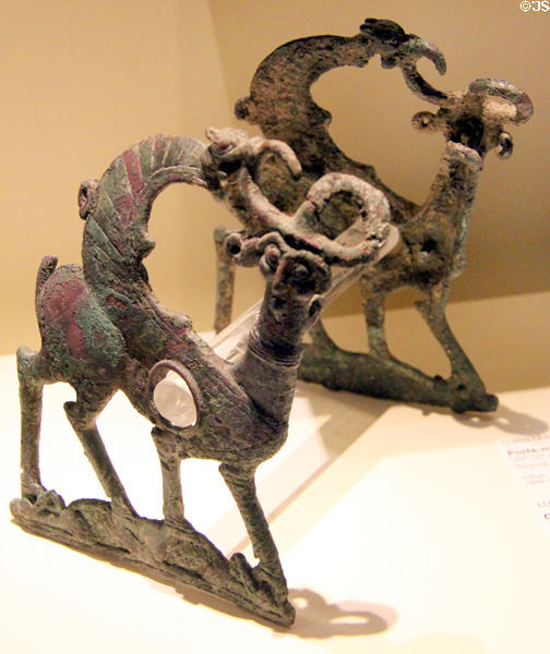 Bronze cheek plate from horse bit (7th-6thC BCE) from Luristan, Iran at Montreal Museum of Fine Arts. Montreal, QC.