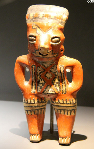 Chupícuaro terracotta black polychrome standing female figure (c400-100 BCE) from Guanajuato, Mexico at Montreal Museum of Fine Arts. Montreal, QC.